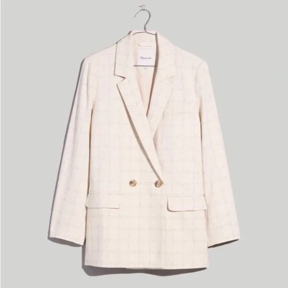 MADEWELL - The Plus Caldwell Double-Breasted Blazer in Ghent Plaid - Sz Medium - Picture 1 of 8